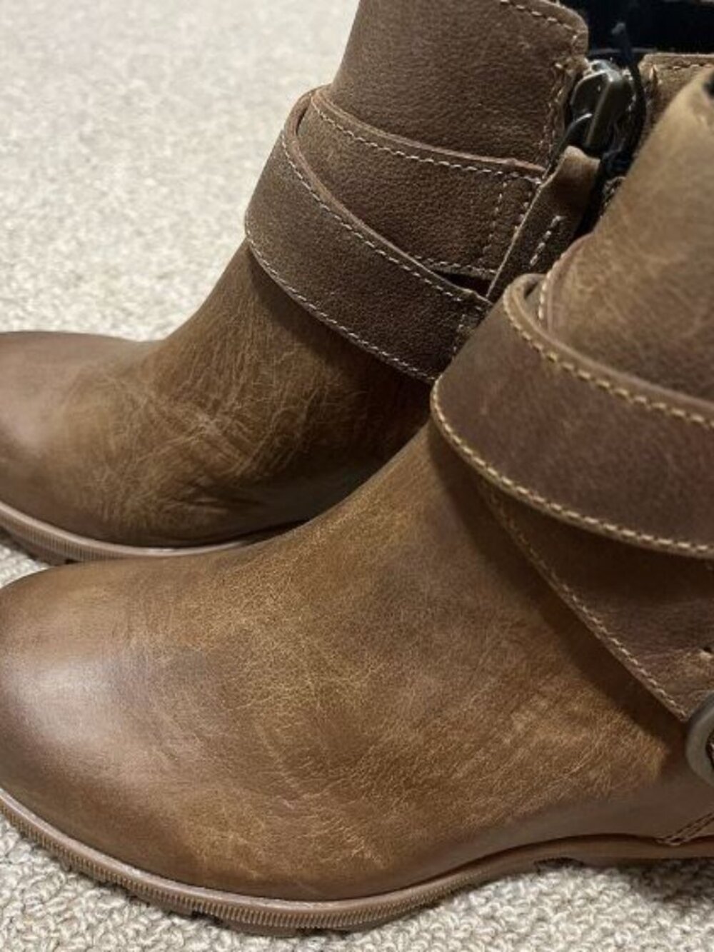 Sorel Brown Leather Wedge Ankle Booties 8M - Picture 3 of 6